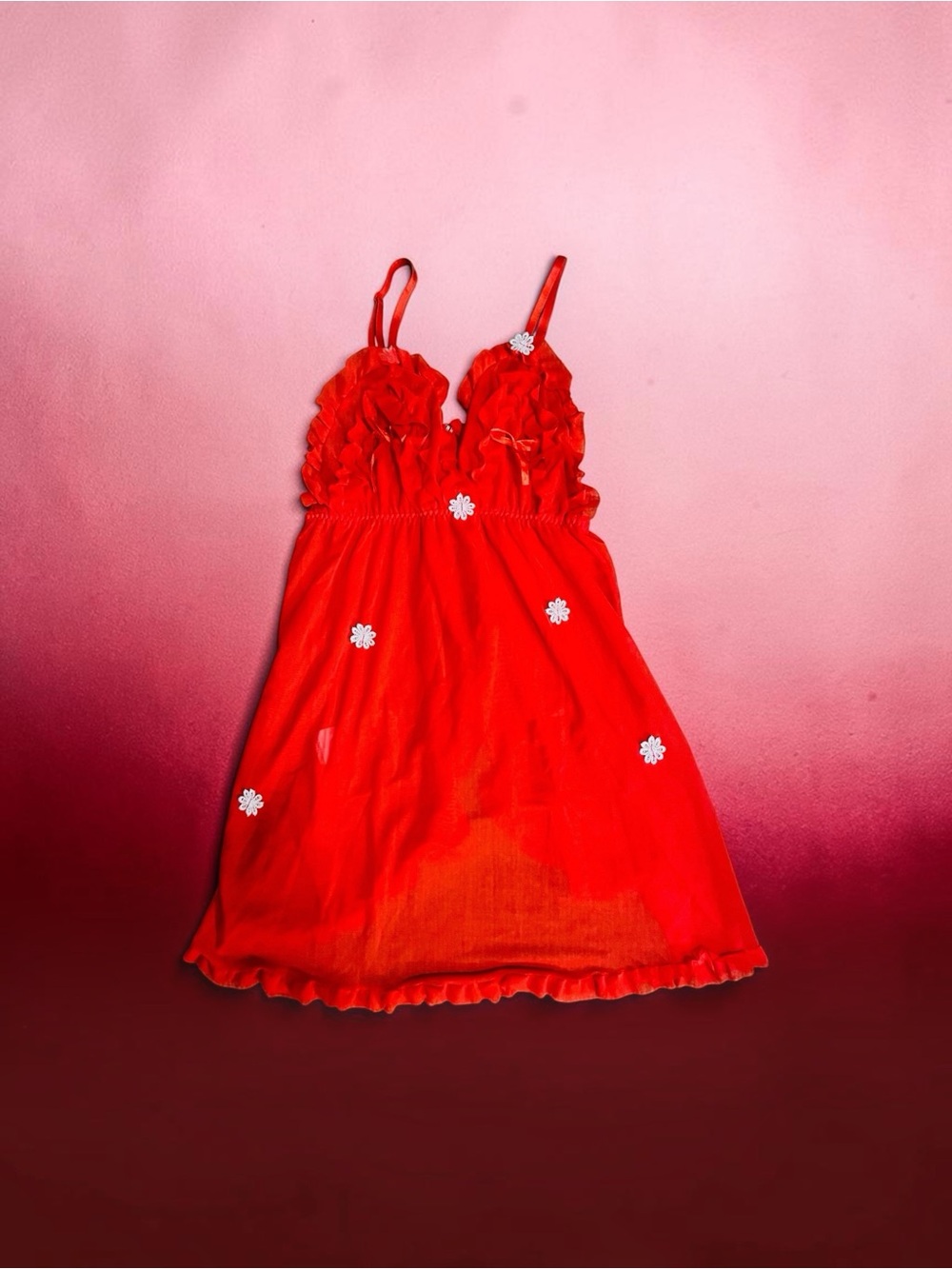 Red Floral-Accent Women's Chemise Nightgown